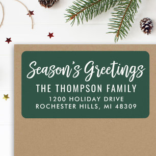 Modern Green Seasons Greetings Script Label