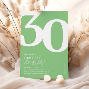 Modern Green Serif 30th Birthday Invitation