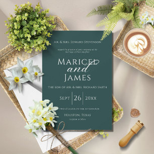 Modern Green Simple Elegant Wedding Invitation