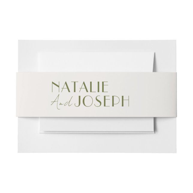 Modern Green Simple Unique Whimsical Wedding Invitation Belly Band (Front Example)