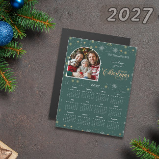 Modern Green Snowflake Photo 2027 Calendar