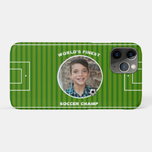 Modern Green Soccer Sports Field Custom Photo Case-Mate iPhone Case