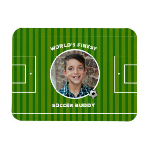 Modern Green Soccer Sports Field Custom Photo Magnet