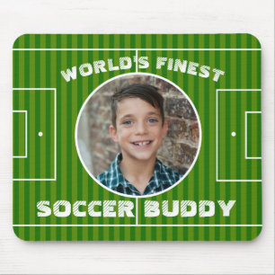 Modern Green Soccer Sports Field Custom Photo Mouse Pad