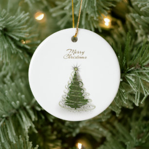 Modern Green Spiral Christmas Tree Ceramic ornamen Decoration