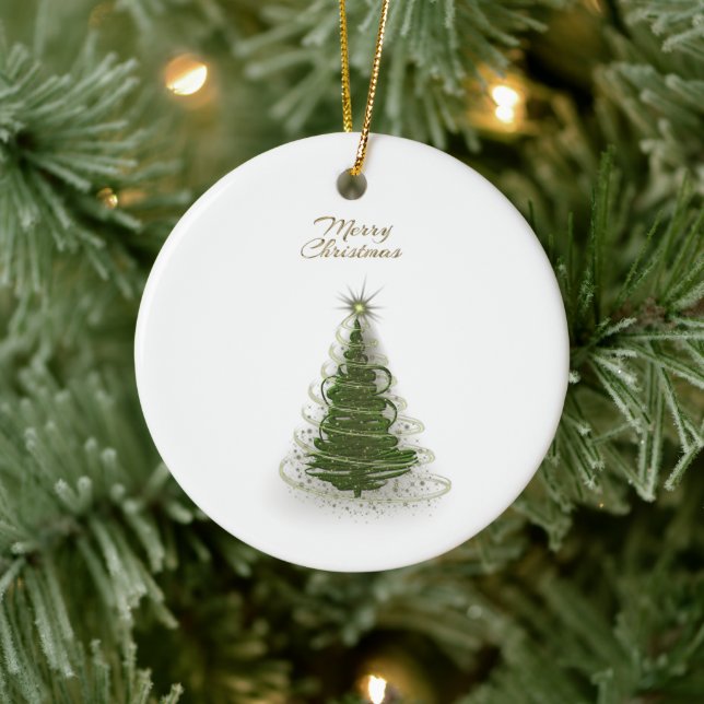 Modern Green Spiral Christmas Tree ,round ornament (Tree)