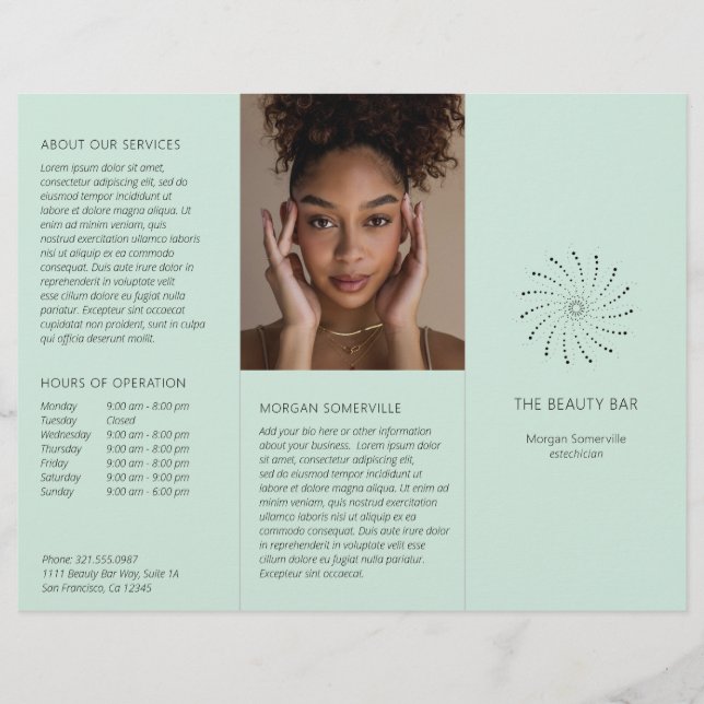Modern Green Spiral Dot Elegant Brochure (Front)