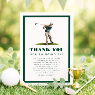 Modern Green Sports Golf Birthday Thank You Card
