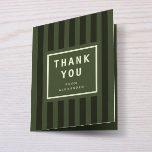 Modern Green Sporty Stripes Graduation Thank You Card