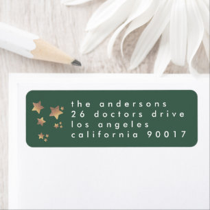 Modern Green Starry Holiday Return Address