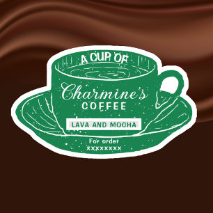 Modern Green Stickers for Coffee Cups