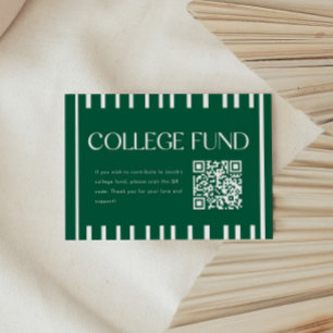 Modern Green Striped College Fund QR Code Enclosure Card