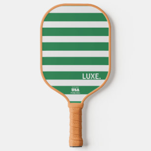 Modern Green Striped Luxe Pickleball Paddle