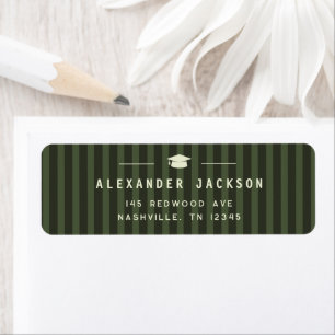 Modern Green Stripes Graduation Return Address