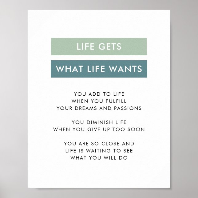 Modern Green Stripes Motivational Mindset Quote Poster (Front)