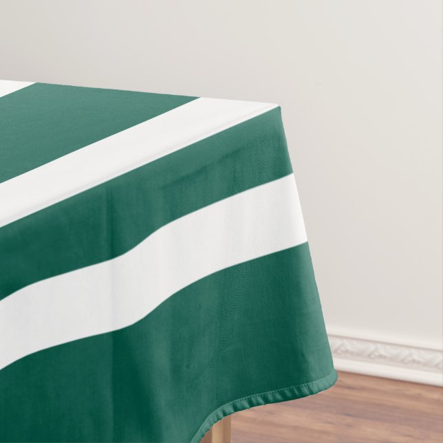 Modern Green Stripes Pattern Tablecloth (In Situ)