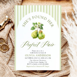 Modern Green Stripes Perfect Pair Bridal Shower Invitation