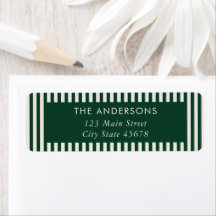 Modern Green Stripes Return Address