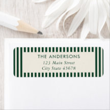 Modern Green Stripes Return Address