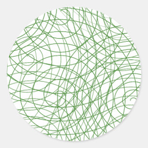 Modern Green Swirl Abstract Round Stickers