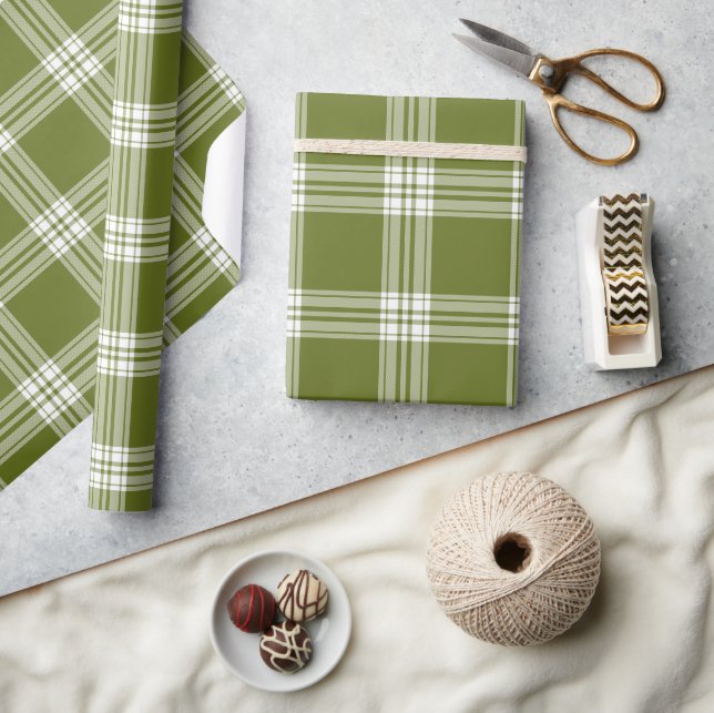 Modern Green Tartan Plaid Wrapping Paper (Crafts)