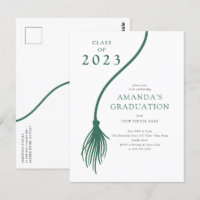 Modern Green Tassel Graduation Party Postcard