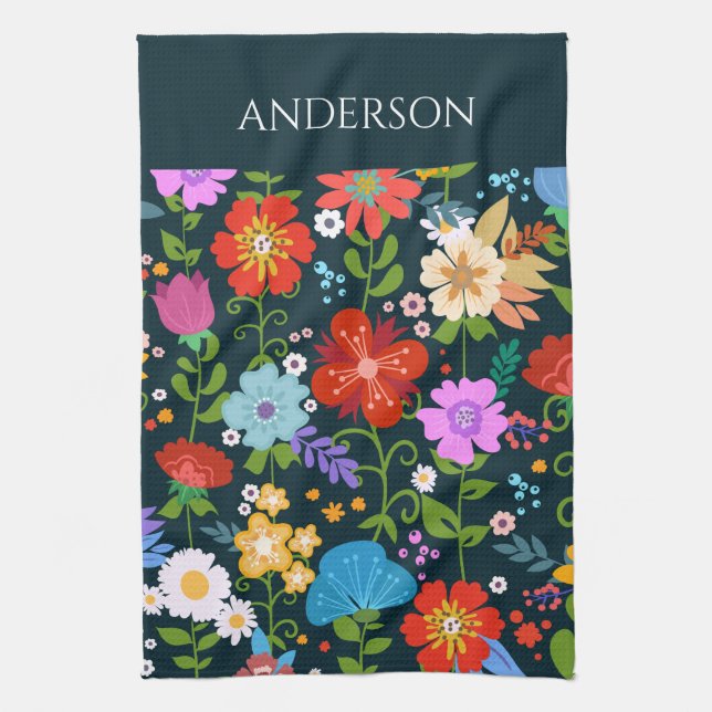 Modern Green  Tea Towel (Vertical)