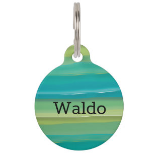 Modern Green Teal Abstract   Pet Tag