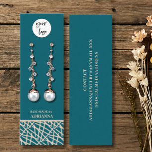 Modern Green Teal Earring Display Business Card