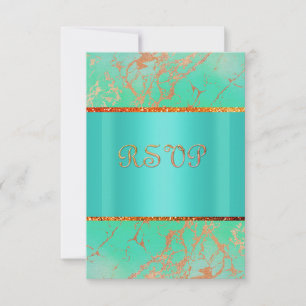 MODERN GREEN TEAL Marble gold rsvp