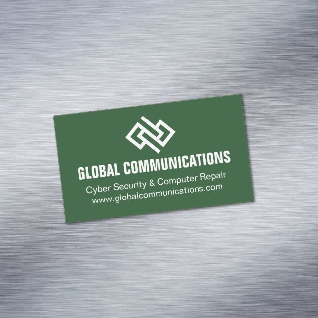 Modern Green Technology Computer Software Company Magnetic Business Card (In Situ)