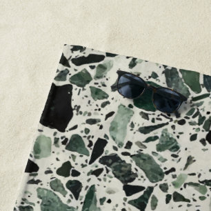 Modern Green Terrazzo Beach Towel