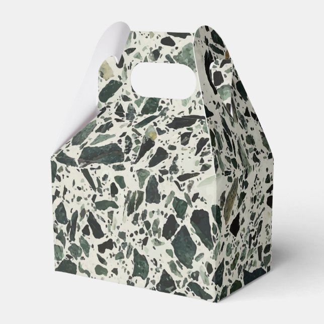Modern Green Terrazzo Favour Box (Front Side)
