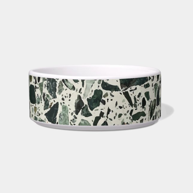 Modern Green Terrazzo Pet Bowl (Front)