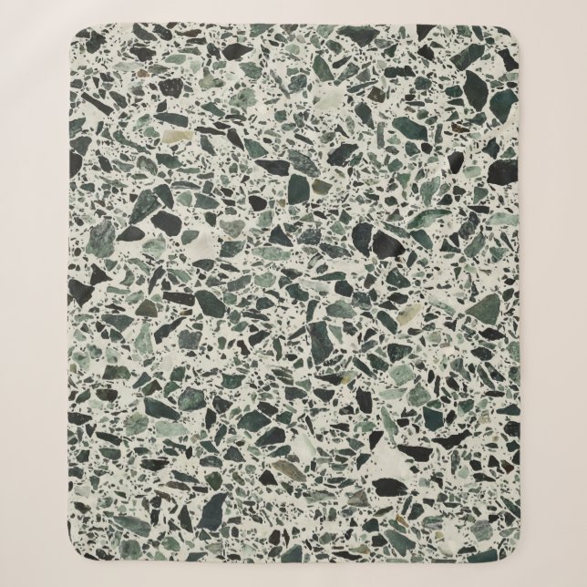 Modern Green Terrazzo Sherpa Blanket (Front)