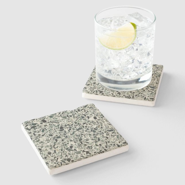 Modern Green Terrazzo Stone Coaster (Side)