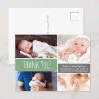 Modern Green Thank you Baby Girl photo Collage