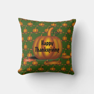 Modern Green Thanksgiving Pumpkin Cushion