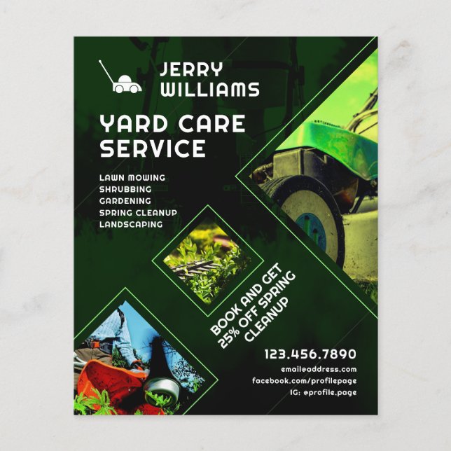 Modern green tone geometric yard care flyer (Front)
