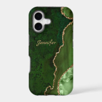 Modern Green Tones Gold Agate Crystal Personalise