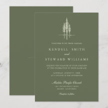 Modern Green Tree Forest Rustic Wedding Invitation