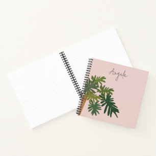 Modern Green Tropical House Plant with Custom Notebook