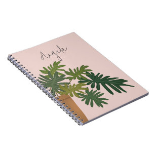 Modern Green Tropical House Plant with Custom Notebook