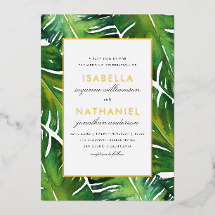 Modern Green Tropical Leaves Wedding