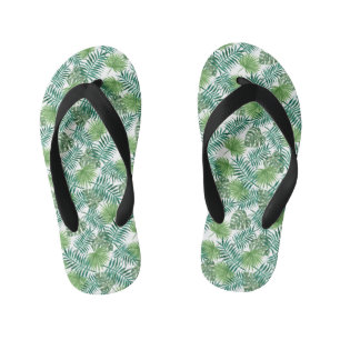 Modern Green Tropical Palms Flip Flops