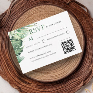 Modern Green Tropical RSVP Wedding  Card