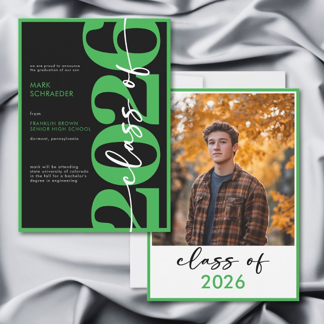 Modern Green Typography Graduation Announcement (Modern Green Typography Graduation Announcement)