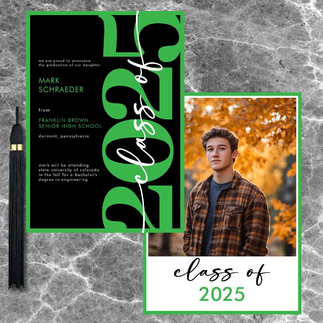 Modern Green Typography Graduation Announcement (Modern Green Typography Graduation Announcement)