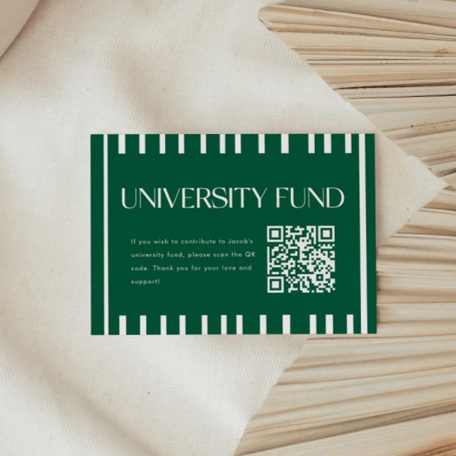 Modern Green University Fund QR Code Graduation Enclosure Card (Creator Uploaded)