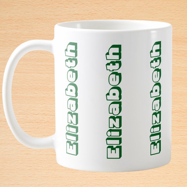 Modern Green Vertical Name Personalised Coffee Mug (Creator Uploaded)
